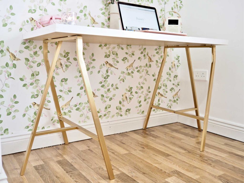 MetallicGoldIkeaTableHack Rustoleum Spray Paint