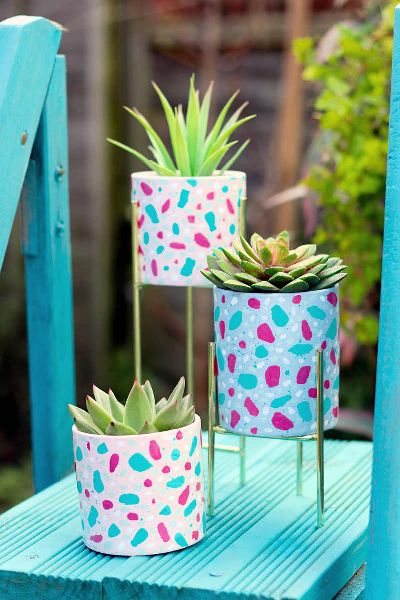 DIY Terrazzo Planters - Rustoleum Spray Paint